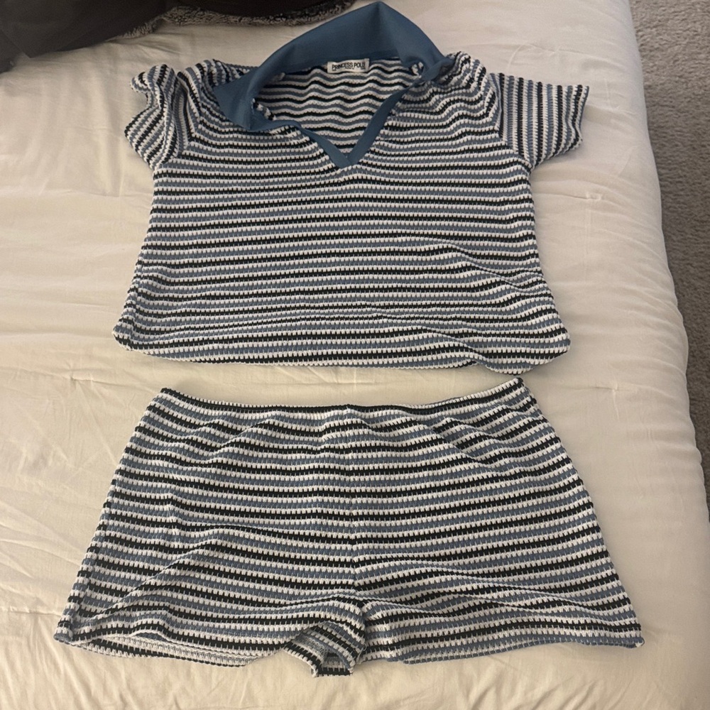 Princess Polly Navy and White Striped Set